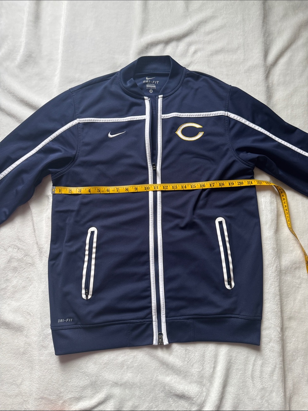 Nike Chicago Bears Men’s Navy Performance Jacket with White Trim and Gold Accent